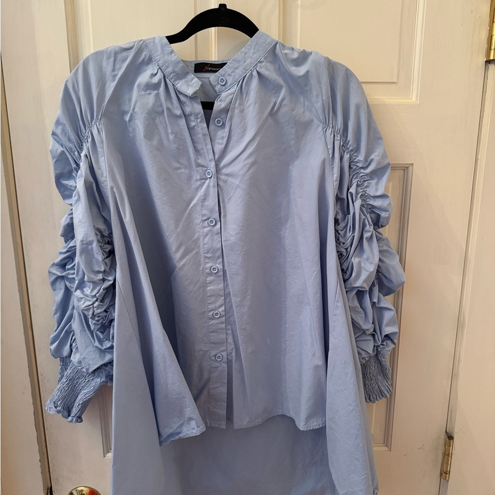N by Nancy from Bloomingdale’s rouche cotton shirt